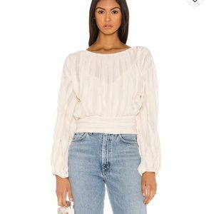 Quinn cream blouse with balloon sleeves. Unattached, camisole.